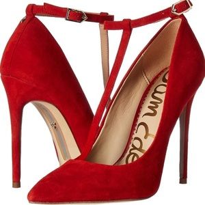 SOLD - Sam Edelman Red Dorinda Suede Stiletto Pump Heels